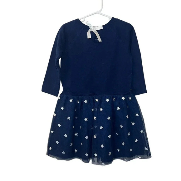 Carters Girls Navy Blue Dress Size 6 Star Pattern Tutu Formal Party Mesh Knit - Picture 2 of 5